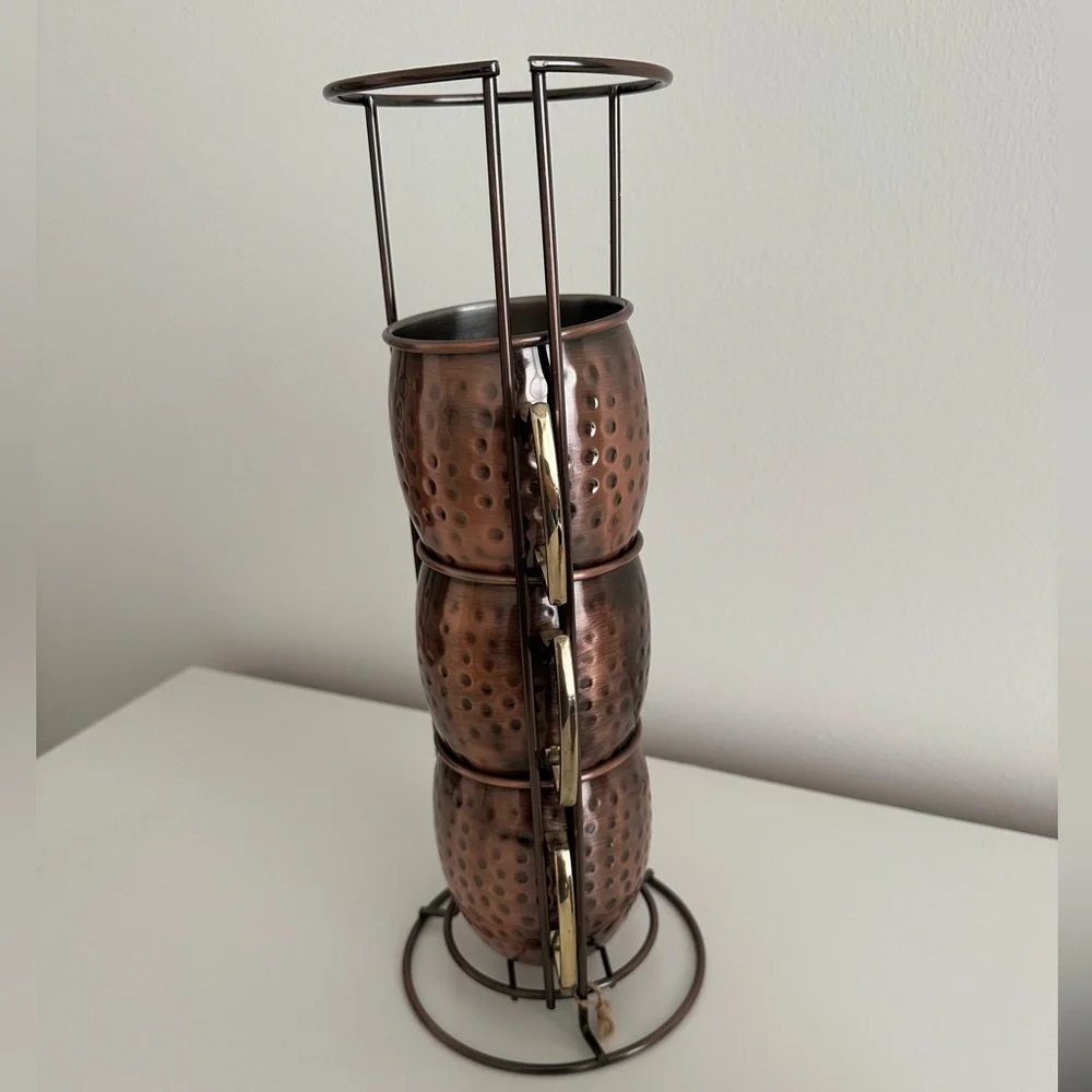 Moscow Mule Copper Cup Set of 4 with Stand - Picture 5 of 7